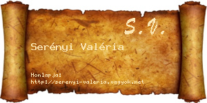 Serényi Valéria névjegykártya